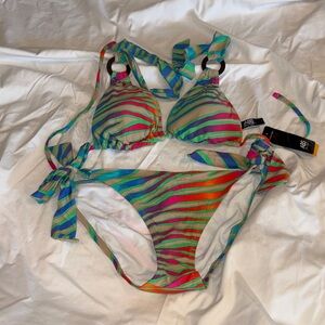 ABS Allen Schwartz Multicolor Striped Bikini